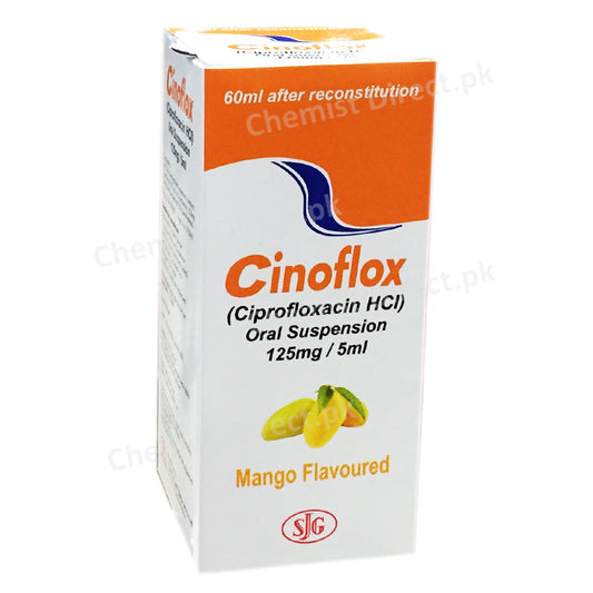 cinoflox Mango Flavooured 125mg 5ml 60ml SuspensionSJ and G Fazal Elahi Macrolide Anti Bacterial Ciprofloxacin