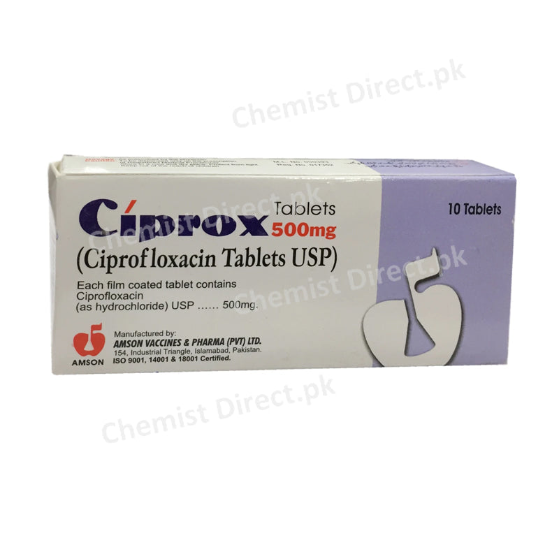 Ciprox Tablet 500mg Amson pharma Quinolones Anti-Bacterial Ciprofloxacin