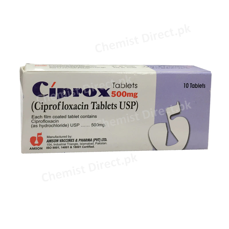 Ciprox Tablet 500mg Amson pharma Quinolones Anti-Bacterial Ciprofloxacin
