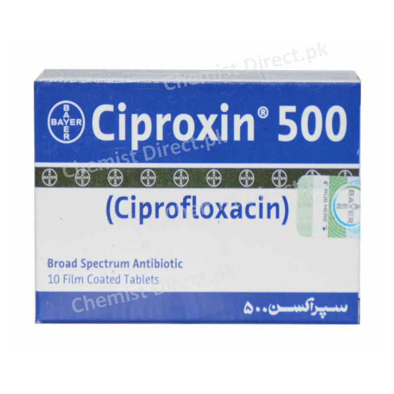 Ciproxin Tablet 500mg Bayer Health Care Quinolones Anti-Bacterial Ciprofloxacin