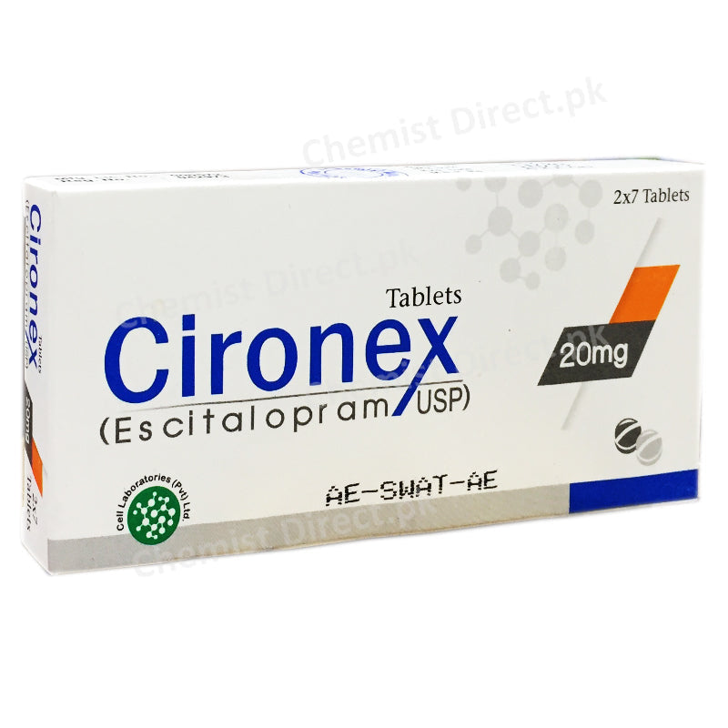 Cironex 20mg Tablet Cell Laboratories Pvt Ltd Anti Depressant Escitalopram