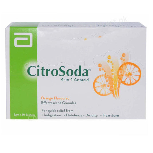 Citro Soda Sachet-Abbot Laboratories Pakistan Ltd Antacid Sodium Bicarbonate 1.716gm Sodium Citrate 0.613gm Citric Acid 0.702gm Tartaric Acid 0.858gm