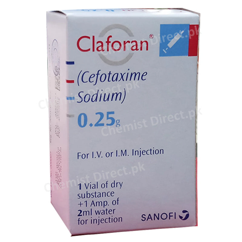 Claforan 0.25mg Inj Injection SANOFIAVENTIS CEPHALOSPORIN ANTI BIOTIC Cefotaxime Sodium.