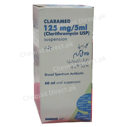 Claramed 125mg Syp 60ml Syrup NOVARTIS PHARMA PAKISTAN LTD Macrolide Anti Bacterial Clarithromycin