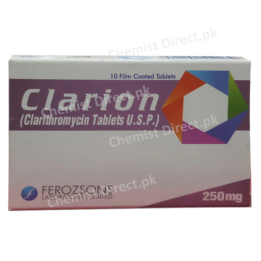     Clarion 250mg Tab Tablet FEROZSONS LABORATORIES LTD Macrolide Anti Bacterial Clarithromycin.