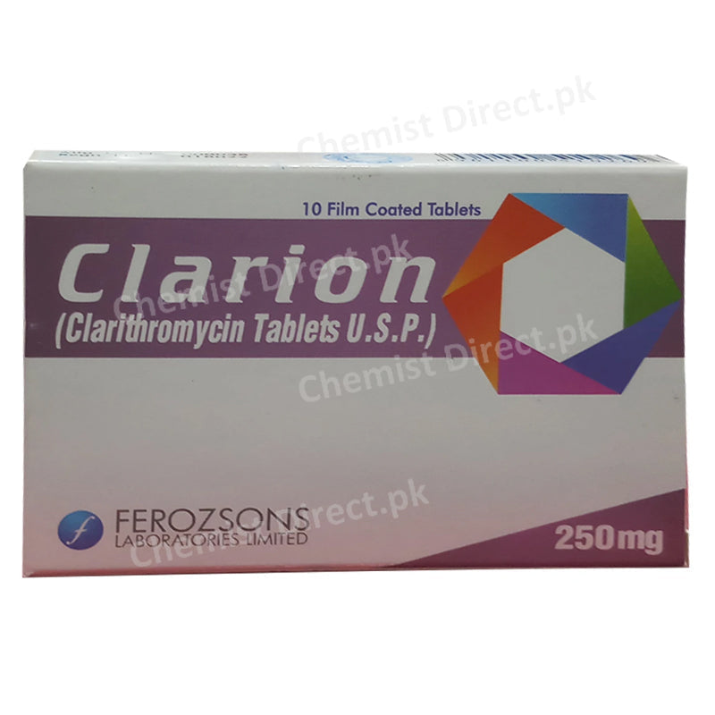     Clarion 250mg Tab Tablet FEROZSONS LABORATORIES LTD Macrolide Anti Bacterial Clarithromycin.