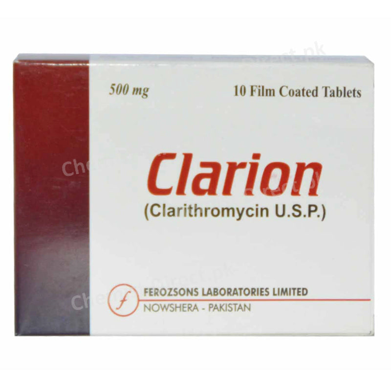 Clarion 500mg Tab Tablet FEROZSONS LABORATORIES LTD MACROLIDEANTI BACTERIAL Clarithromycin