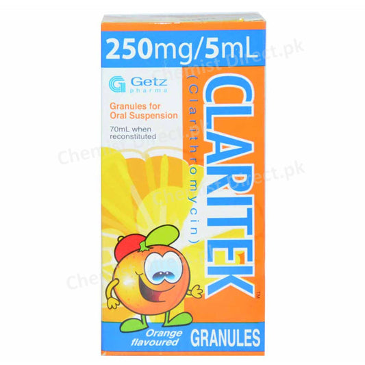 Claritek 250mg 5ml Granules 70ml GETZ PHARMA PAKISTAN_PVT_LTD Macrolide Anti Bacterial Clarithromycin