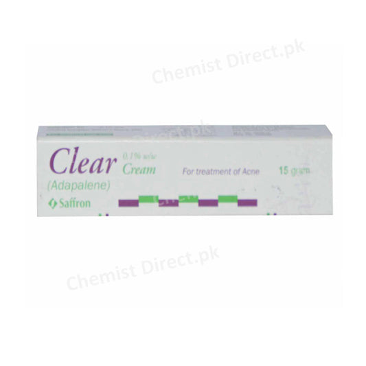 Clear Cream 0.1% 15gram Saffron Pharmaceuticals Anti-Acne Adapalene