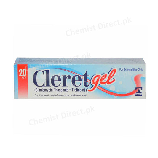 Cleret Gel 20gram Tabros Pharma Anti-Acne Clindamycin Phosphate , Tretinoin