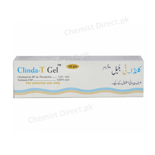 Clinda-T Gel 20gram Valor Pharmaceuticals Anti-Acne Clindamycin Phosphate 0.0012%,Tretinoin 0.025%