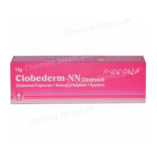 Clobederm-NN Ointnment 15gram Atco-Laboratories Corticosteroids + Anti-Fungal + Anti-Bacterial Clobetasol Propionate ,Nystatin , Neomycin Sulphate