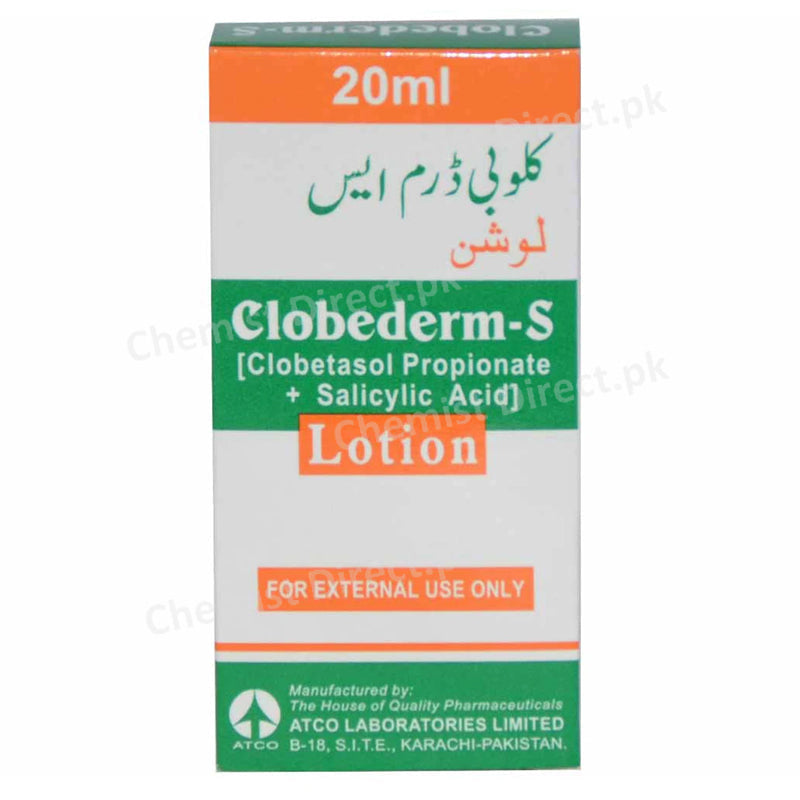 Clobederm SLotion 20ml ATCOLABORATORIES PVT LTD Corticosteroids achmlcontains Clobetasol Propionate 0.5mg Salicylic Acid 20.0mg