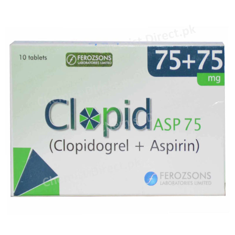 Clopid Asp 75mg Tab Tablet FEROZSONS LABORATORIES LTD Anti Platelet Aggregation Clopidogrel Bisulphate 75mg Aspirin 75mg 