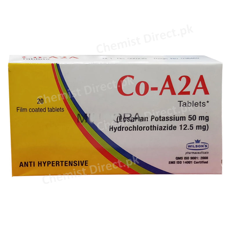 Co-A2A 50mg 12.5mg Tablet Wilson's Pharmaceuticals Anti Hypertensive Losartan Potassium 50mg Hydrochlorothiazide 12.5mg