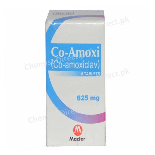 Co-amoxi-625mg-Tablet-Macter International Pharma Amino penicillin Amoxicillin trihydrate 500mg Clavulanicacid 125mg
