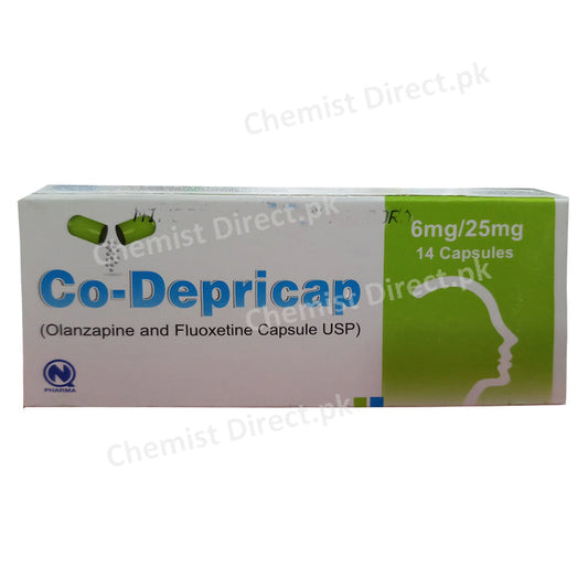 Co-Depricap 6mg/25mg Capsule Nabiqasim Industries Anti-psychotic Olanzapine 6mg Fluoxetine 25mg