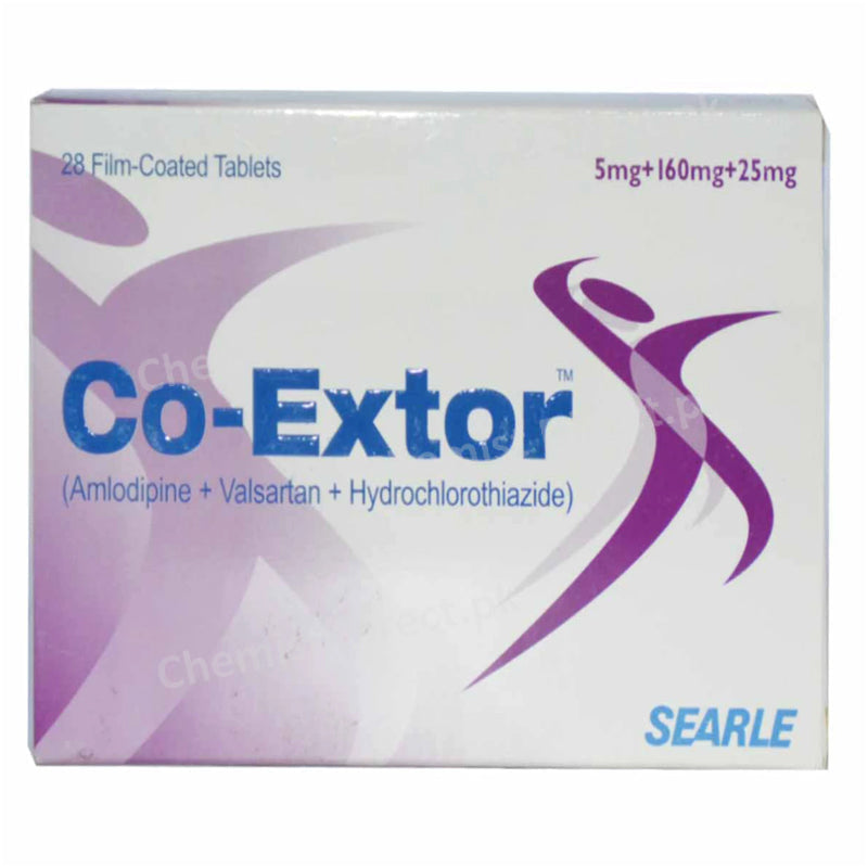 Co Extor5 160 25mg Tab Tablet SEARLE PAKISTAN Anti Hypertensive Amlodipine 5mg Valsartan 160mg Hydrochlorothiazide 25mg