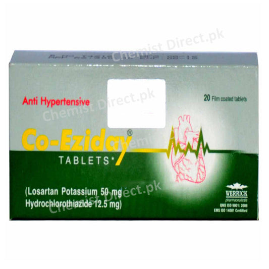 Co Eziday 50mg Tab Tablet Werrick Pharmaceuticals  Anti Hypertensive Losartan Potassium 50mg Hydrochlorothiazide 12.5mg