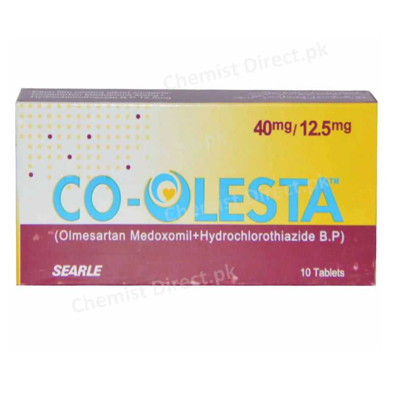 Co Olesta 40mg 12.5mg Tab Tablet SEARLE PAKISTAN Anti Hypertensive Olmesartan Medoximil 20mg Hydrochlorthiazide 12.5mg