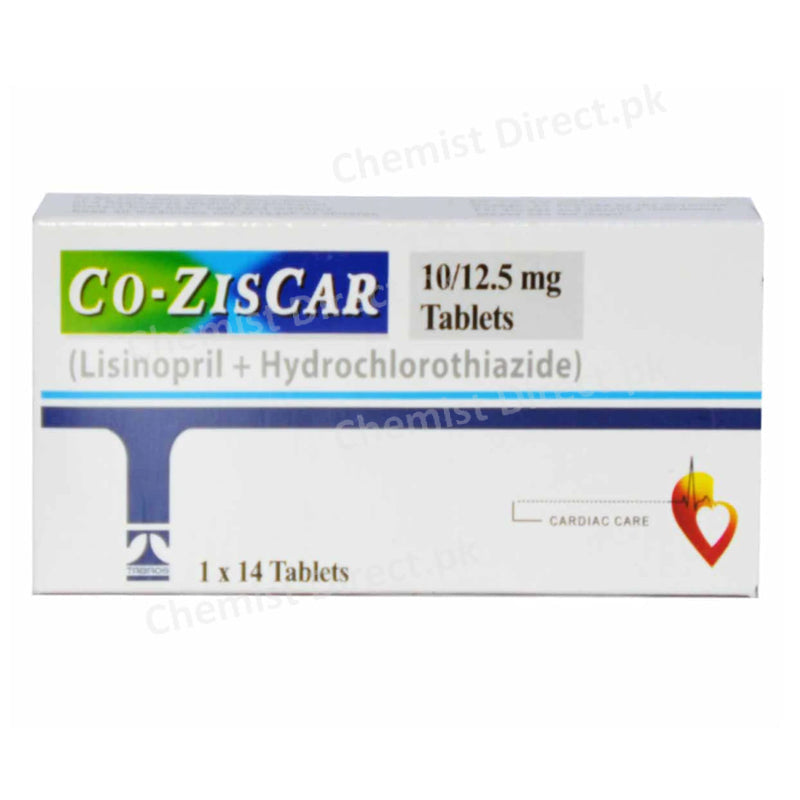Co Ziscar 10 12.5mg Tab Tablet Tabros pharma pvt Ltd Anti Hypertensive Lisinopril 10mg Hydrochlorothiazide 12.5mg