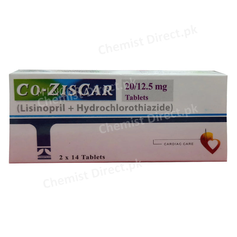 Co Ziscar 20 12.5mg Tab Tablet Tabros pharma pvt Ltd Anti Hypertensive Lisinopril 20mg Hydrochlorothiazide 12.5mg