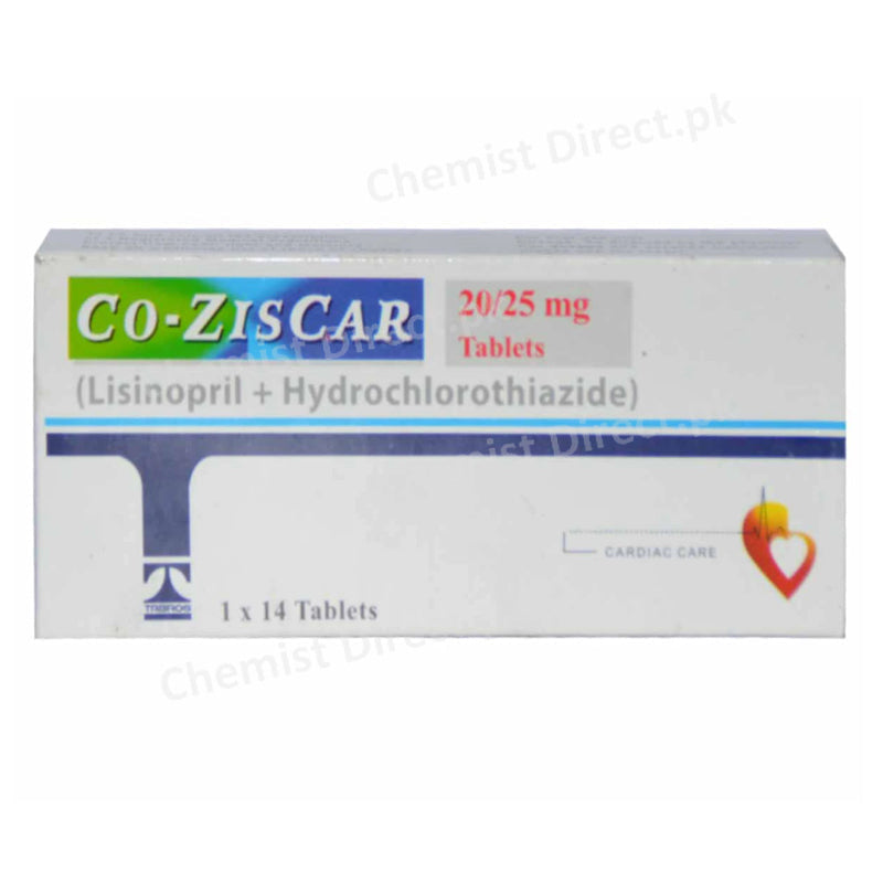 Co Ziscar 20 25mg Tab Tablet Tab ROSPHARMAPVT.LTD-Anti HYPERTENSIVE Lisinopril 20mg Hydrochlorothiazide 25mg