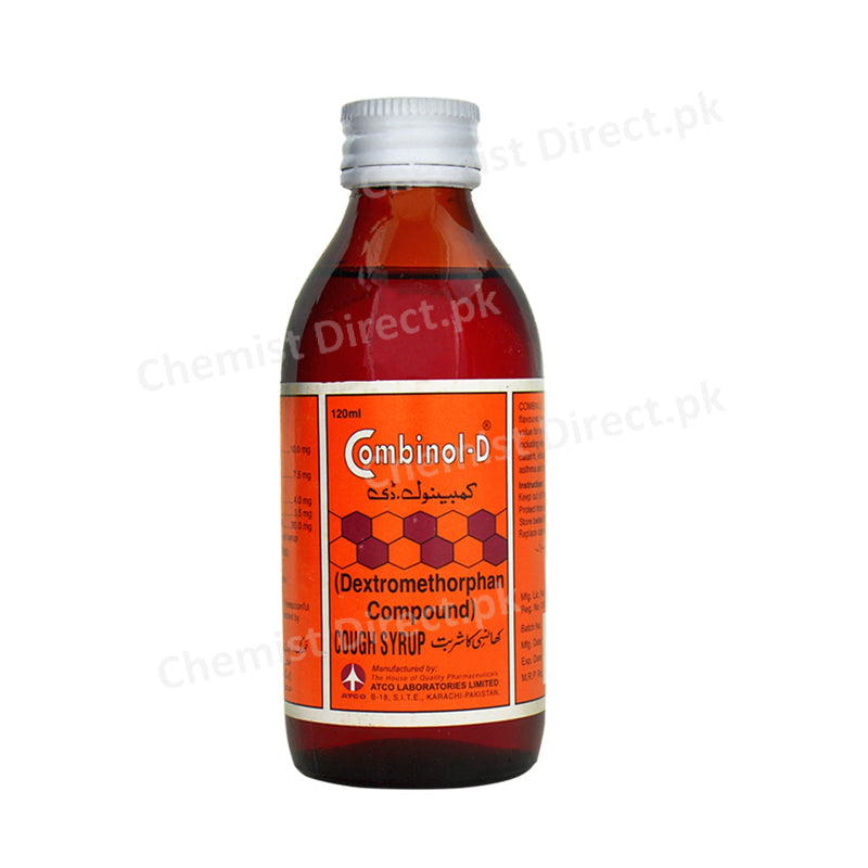 Combinal-D Cough Syrup 120ml Atco Laboratories Cough Suppressant Dextromethorphan Compound