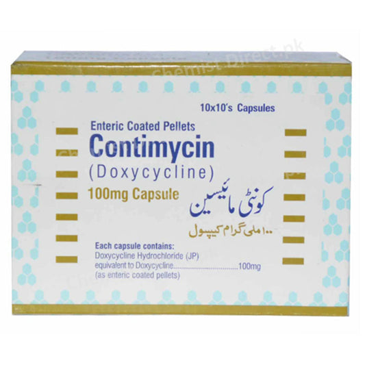 Contimycin 100mg cap capsules continental chemicalco. pvt ltd tetracycline anti bacterial doxycycline ashyclate