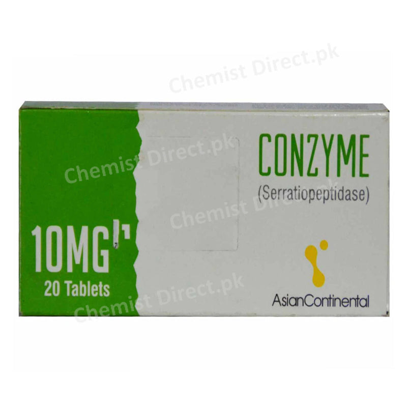 Conzyme 10mg Tab Tablet Asiancontinental Pharma Serratiopeptidase