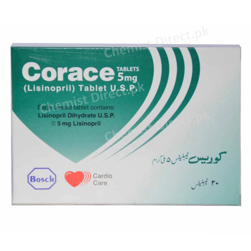     Corace 5mg Tab Tablet Bosch Pharmaceuticals Pvt Ltd Anti Hypertensive Lisinopril