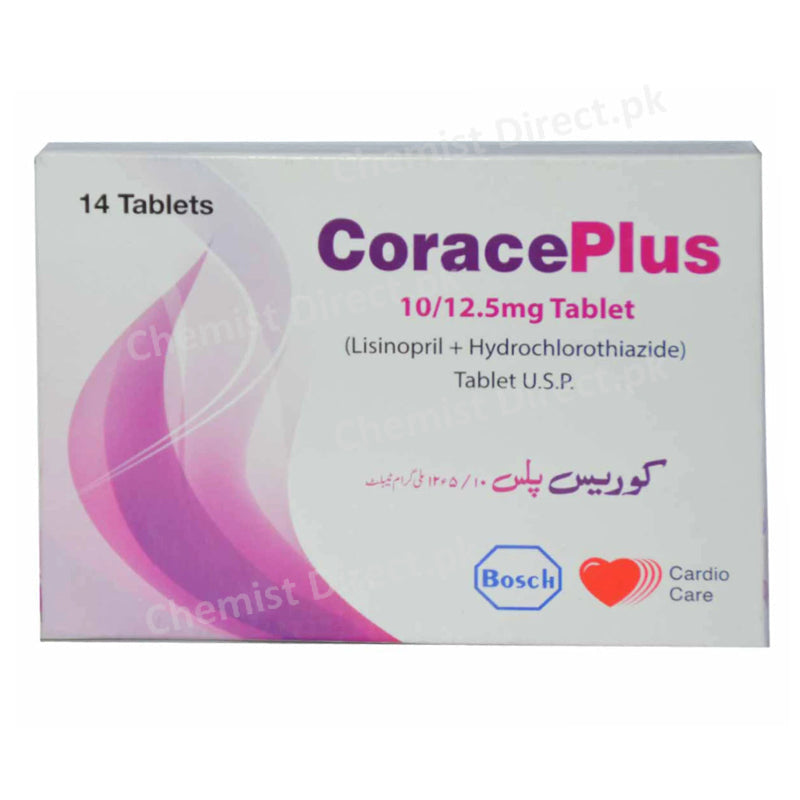Corace Plus 10 12.5mg Tab  Tablet Bosch Pharmaceuticals Pvt Ltd Anti Hypertensive Lisinopril Hydrochlorothiazide