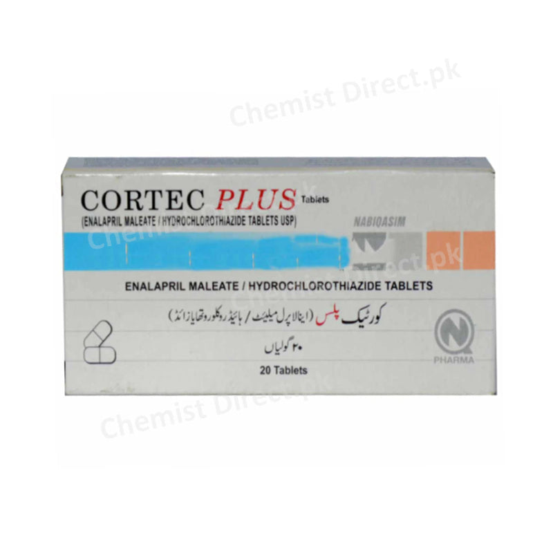 Cortec Plus Tablet 10mg/25mg Nabiqasim Industries Anti-Hypertensive Enalapril 10mg, Hydrochlorothiazide 25mg