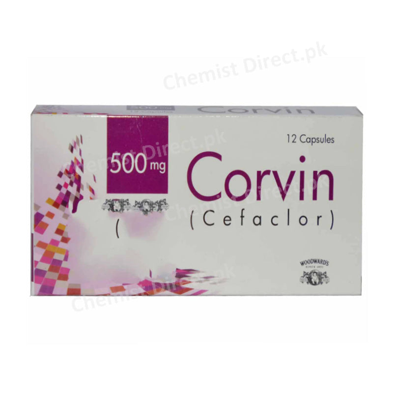 Corvin Capsule 500mg Woodward Pakistan Cephalosporin Antibiotic Cefaclo