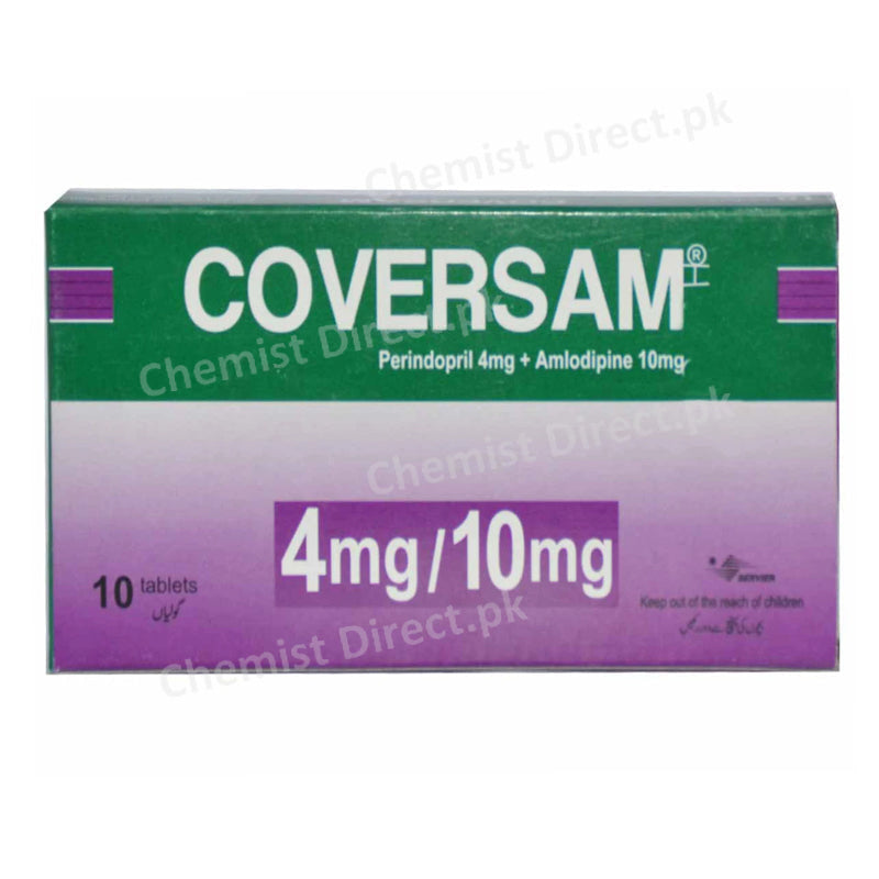 Coversam 4mg 10mg Tab Tablet Servier Research And Pharmaceuticals Pakistan Anti Hypertensive Perindopril 4mg Amlodipine 10mg