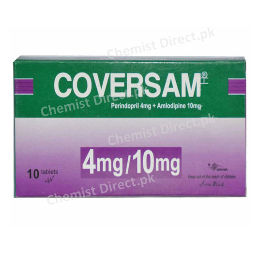 Coversam 4mg 10mg Tab Tablet Servier Research And Pharmaceuticals Pakistan Anti Hypertensive Perindopril 4mg Amlodipine 10mg