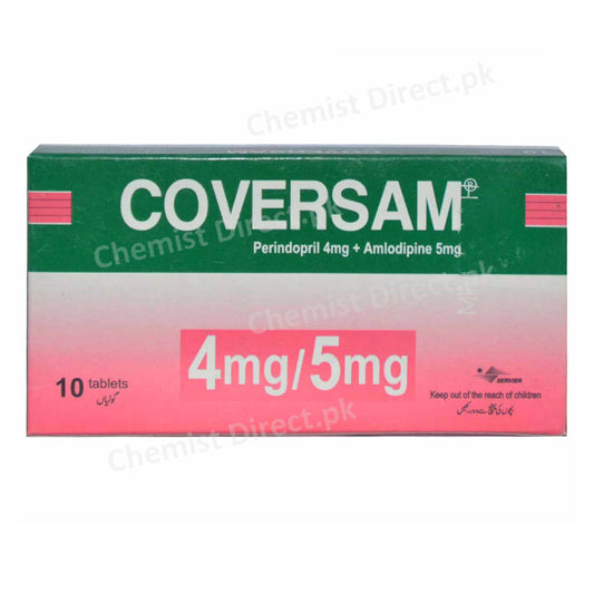 Coversam 4mg 5mg Tab Tablet Servier Research And Pharmaceuticals Pakistan Anti Hypertensive Perindopril 4mg Amlodipine 5mg