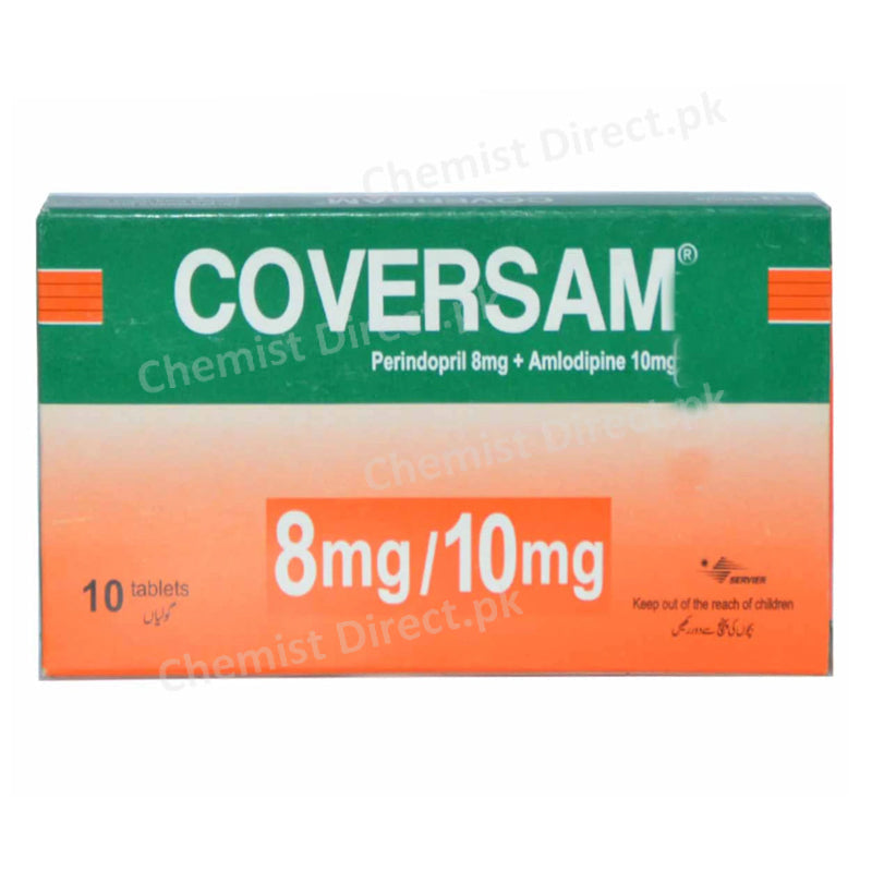 Coversam 8mg 10mg Tab Tablet Servier Research And Pharmaceuticals Pakistan Anti Hypertensive Perindopril 8mg Amlodipine 10mg