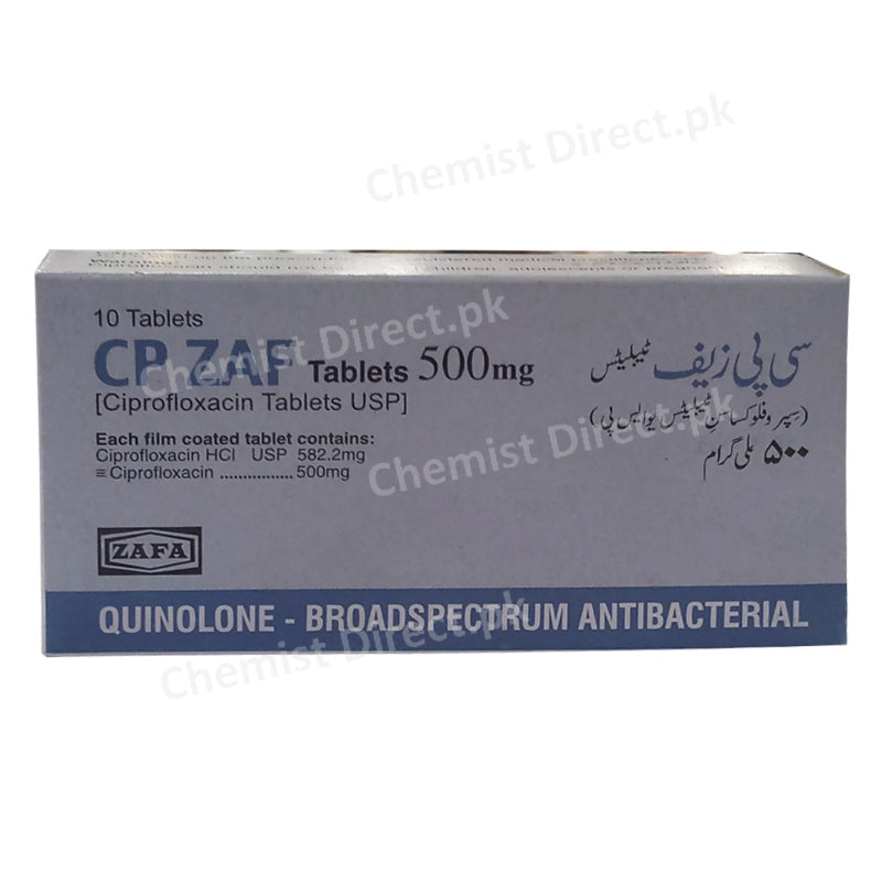 Cp Zaf 500mg Tab Tablet Zafa Pharma Quinolones Anti bacterial Ciprofloxacin