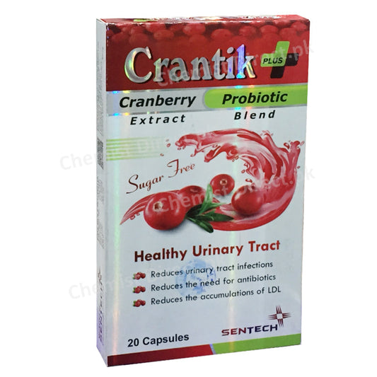 Crantik Plus Capsule Cranberrry Probiotic Sugar Free Sentech Pharma