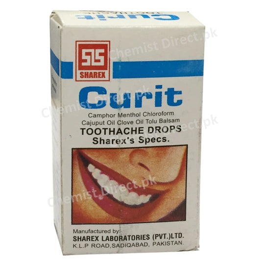 Curit Drops Sharex Pharma Carminative Camphor 10 chlorofor  7.5   ajuput 2.5 menthol 1.25 cloveoil 3.12 tuloubalsum 1.25 methylatedsipirit Q S200