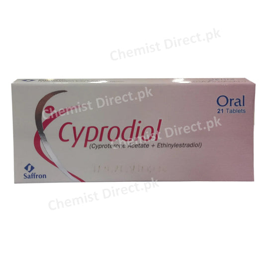 Cyprodiol Tab Tablet Saffro Pharmaceutical Pvt  Ltd  Hormonal Products Cyproterone Acetate 2mg Ethinyloestradiol 35mcg Femaleacne