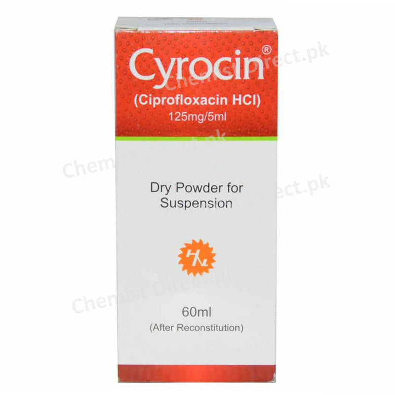 Cyrocin 125mg Syp 60ml Syrup  Highnoon Laboratories-LTD Quinolones Anti Bacterial Ciprofloxacin