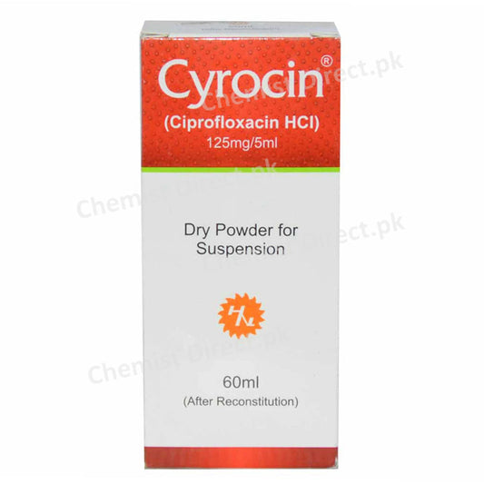 Cyrocin 125mg Syp 60ml Syrup  Highnoon Laboratories-LTD Quinolones Anti Bacterial Ciprofloxacin