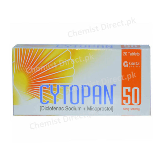 Cytopan Tablet 50mg+200mcg Getz Pharma Pakistan Nsaid/Prostaglandins Diclofenac Sodium 50mg, Misoprostol 200mcg