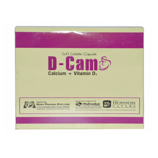 D-Cam Soft Gelatin Capsule Mass Pharma Calcium Supplement Calcium 600mg , Vitamin D3 200IU