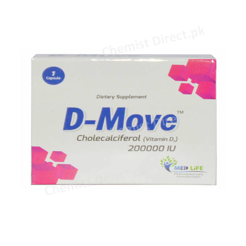 D-Move 200000 IU-Capsule Cholecalciferol (Vitamin D3) Medlife Pharma