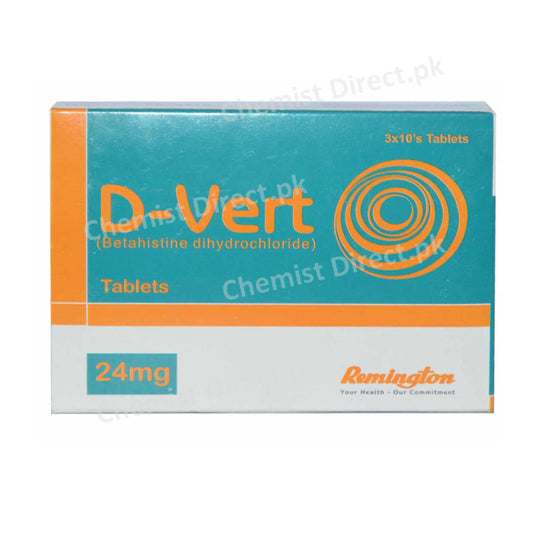 D-Vert Tablet 24mg Remington Pharmaceuticals Anti-Vertigo Betahistine Dihydrochloride