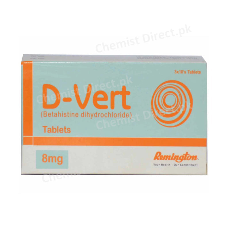 D-Vert Tablet 8mg Remington Pharmaceuticals Anti-Vertigo Betahistine Dihydrochloride