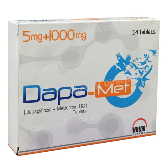 Dapa-Met Tablets 5/1000mg DAPAGLIFLOZIN METFORMIN Hilton Pharma Pvt Ltd